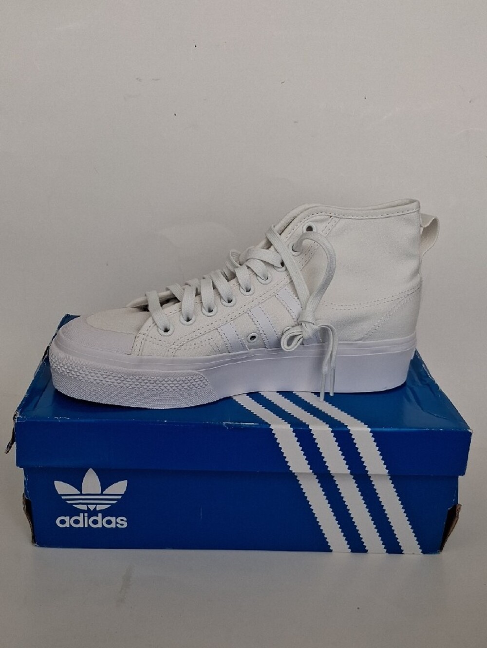 adidas Nizza White Canvas Women's Mid-High Platform Sneakers Women Size US 10